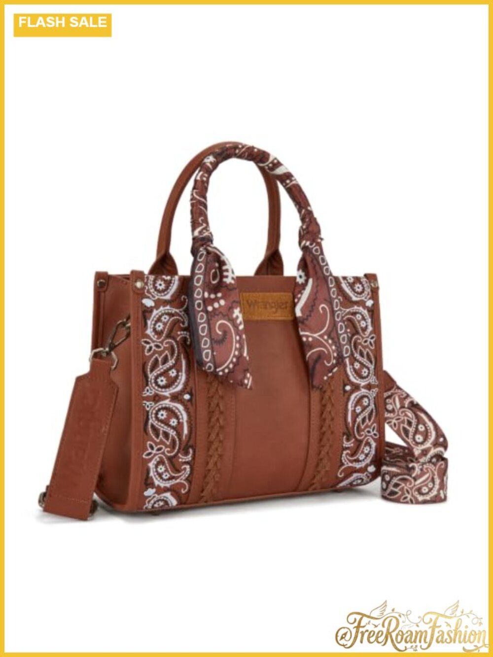 PU Leather Western Satchel Tote with Embroidered Paisley Crossbody Strap